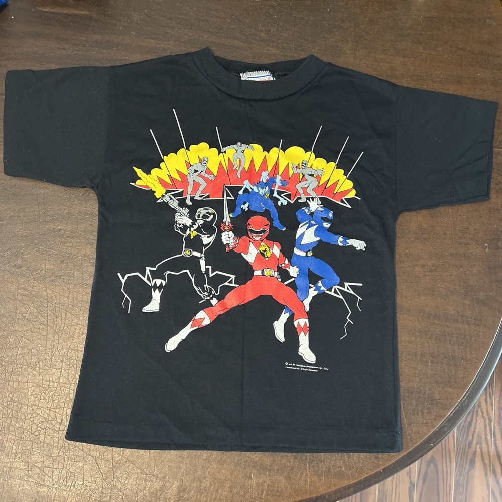Mighty Morphin Power Rangers Vintage Kids Black T-Shirt M Youth 1990s Monster - Picture 1 of 15